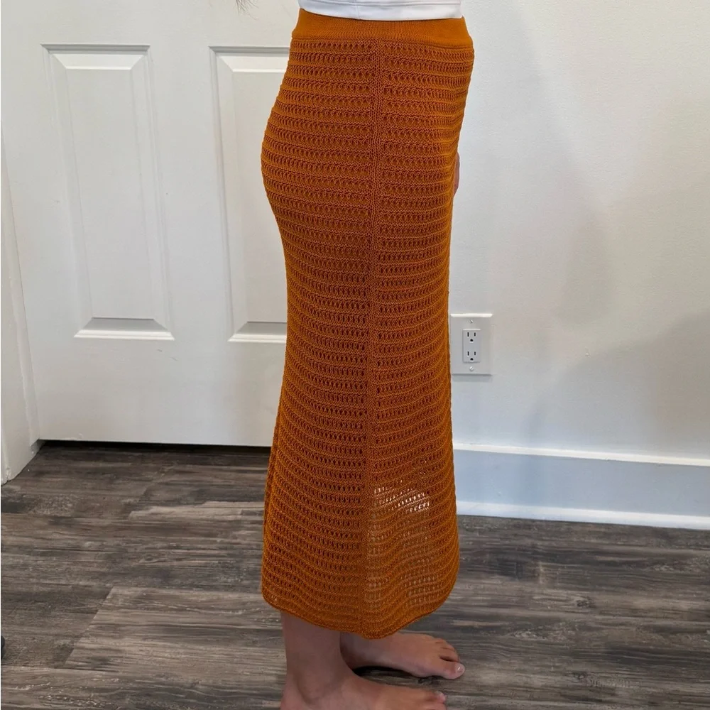 Vince Vibrant Orange Midi Skirt - Picture 5 of 6